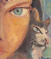20th Century French Modernist Painting 'Cats Eyes' by Louis Arnoux