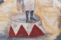 Vintage oil painting Large 20th Century French painting on hessian of a circus