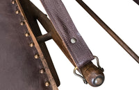 Antique chairs leather folding campaign chairs French faux bamboo - French Antique Furniture