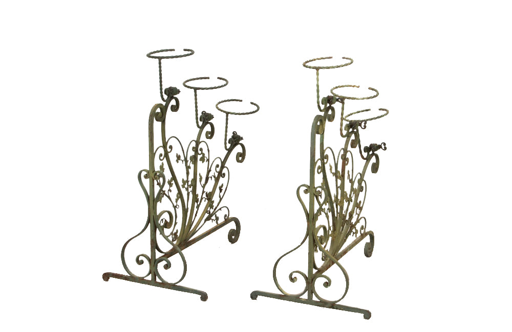 20th century decorative iron plant stands - Antique metal plant stands