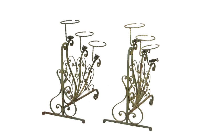 20th century decorative iron plant stands - Antique metal plant stands