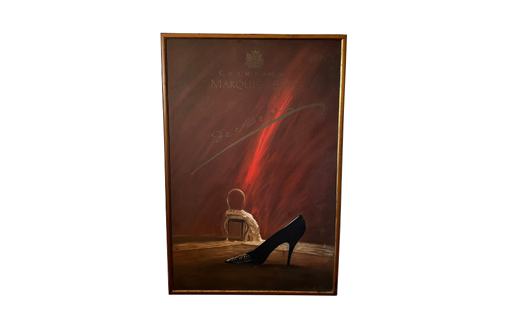 Mid century advertising poster Champagne marquis de sade French by Ruben Alterio