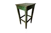 Antique side table tall green painted pedestal table French 1920s with painted decoration and central dancing female figure to the top.