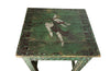 Antique side table tall green painted pedestal table French 1920s with painted decoration and central dancing female figure to the top.