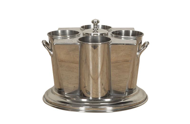20th Century French Art Deco style silver plated wine cooler.