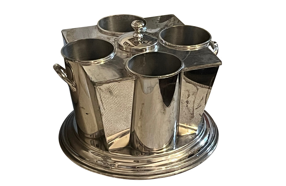 20th Century French Art Deco style silver plated wine cooler.