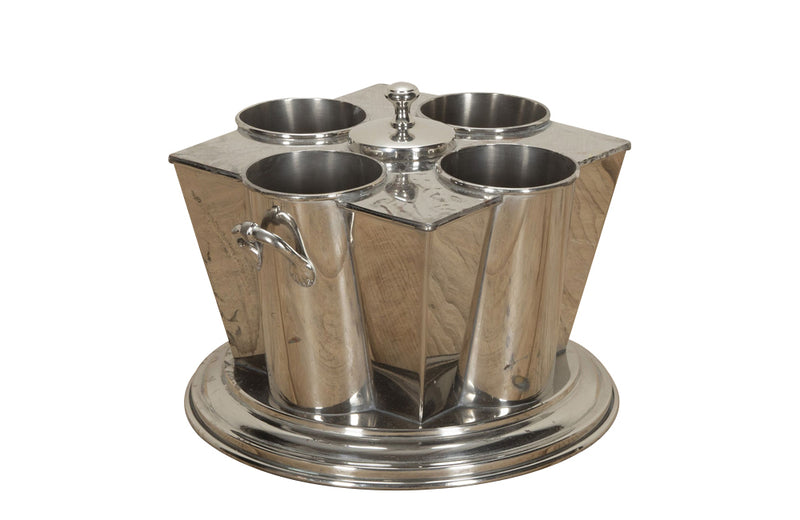 20th Century French Art Deco style silver plated wine cooler.