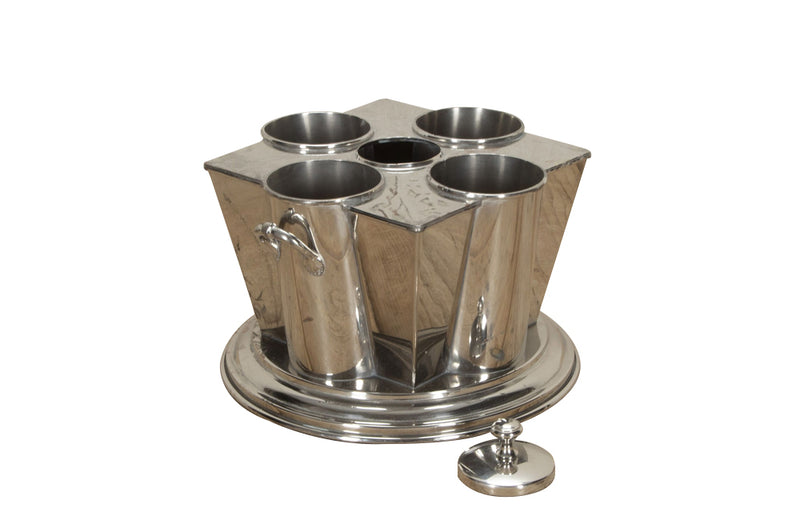 20th Century French Art Deco style silver plated wine cooler.