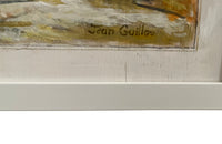 20th Century French oil on board painting of a seated young woman in relaxed attitude 