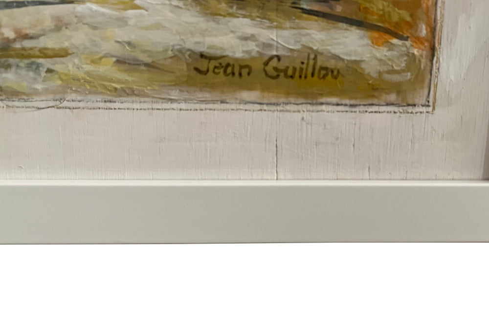 20th Century French oil on board painting of a seated young woman in relaxed attitude 