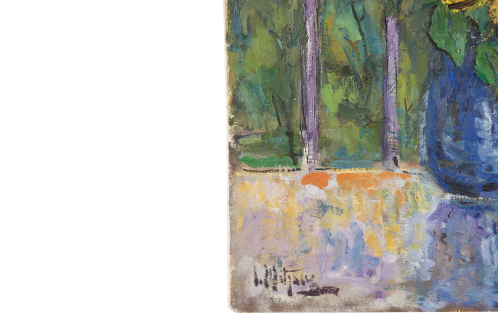 20TH CENTURY FRENCH STILL LIFE PAINTING 'SUNFLOWERS'