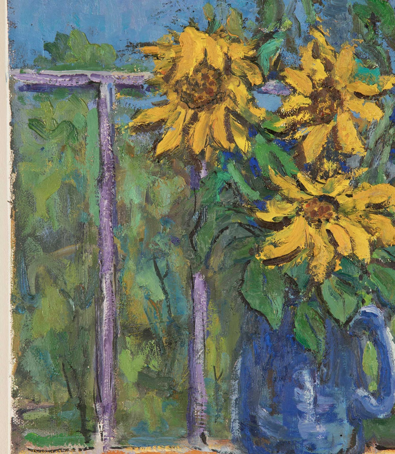 20TH CENTURY FRENCH STILL LIFE PAINTING 'SUNFLOWERS'