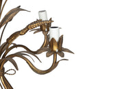 Mid-Century French Hollywood Regency style, gilt tole wheat sheaf chandelier with five bulb holders