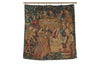 Antique tapestry wall hanging titled 'Le Pressage depicting wine pressing in XV Century Medieval times. French antiques