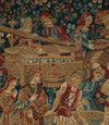 Antique tapestry wall hanging titled 'Le Pressage depicting wine pressing in XV Century Medieval times. French antiques