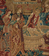 Antique tapestry wall hanging titled 'Le Pressage depicting wine pressing in XV Century Medieval times. French antiques