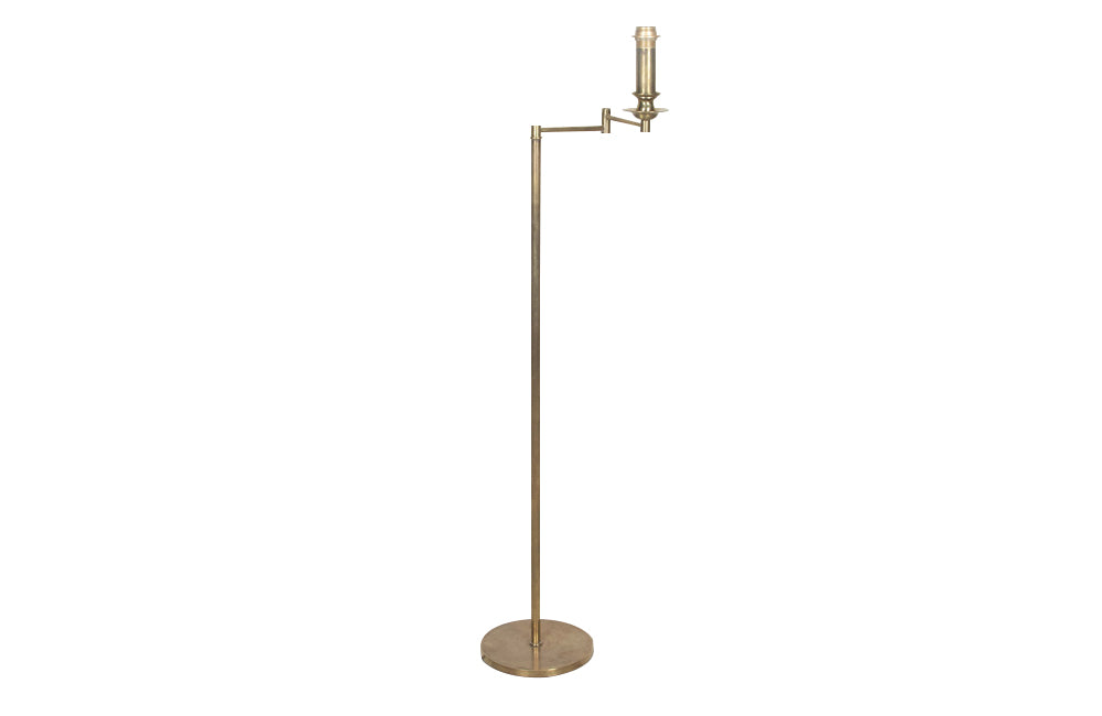 20th Century French brass reading floor lamp with articulated arm in the Art Deco style