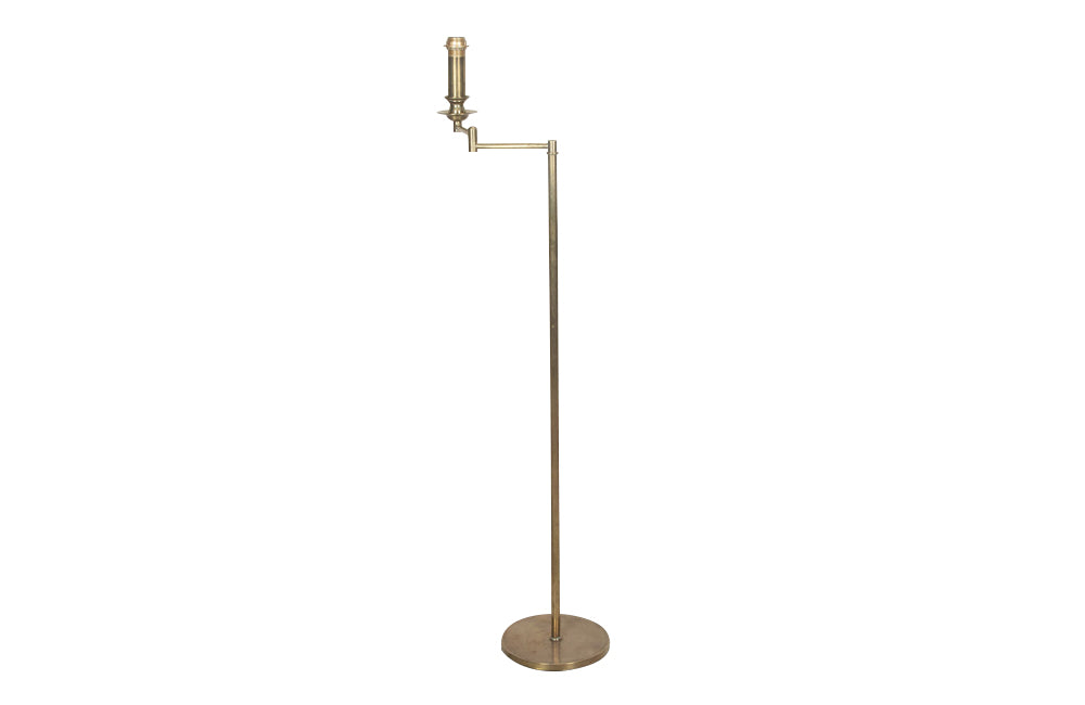 20th Century French brass reading floor lamp with articulated arm in the Art Deco style