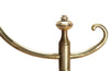 Mid century floor lamp French Classical style in brass with upper finial and ringed stem. Mid century lighting