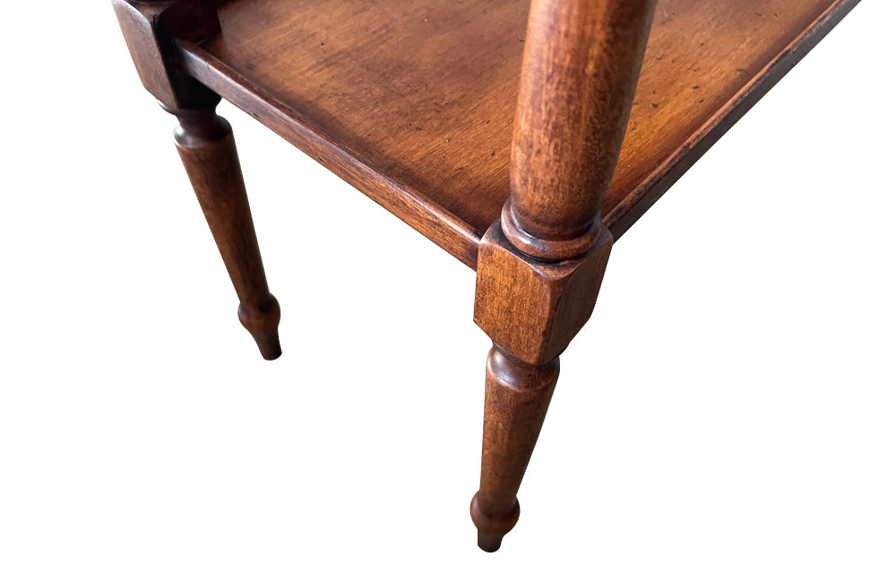 Elegant, Louis XVI Revival cherry wood jardiniere with zinc liner.