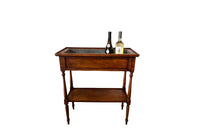 Elegant, Louis XVI Revival cherry wood jardiniere with zinc liner.