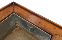 Elegant, Louis XVI Revival cherry wood jardiniere with zinc liner.