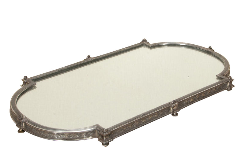 Beautiful, large, mirrored worn silverplate 'surtout de table' centrepiece by Gallia for Christofle