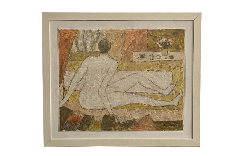 20th Century oil painting 'Seated Nude Figure' By Jean Guillou - French - Vintage oil painting