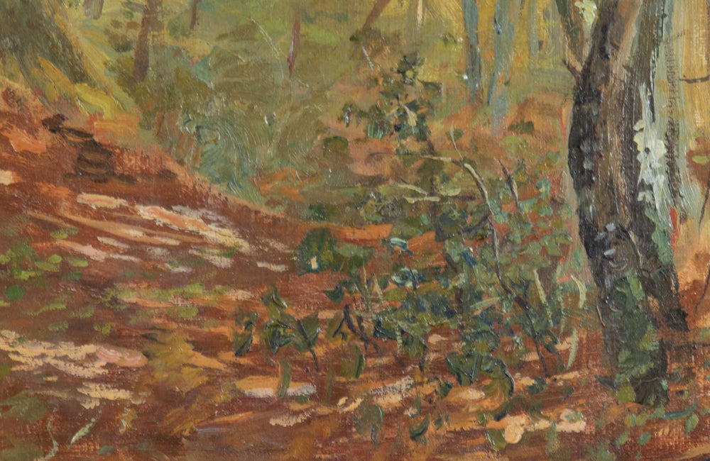 20TH CENTURY FRENCH OIL ON CANVAS PAINTING 'FOREST LANDSCAPE'