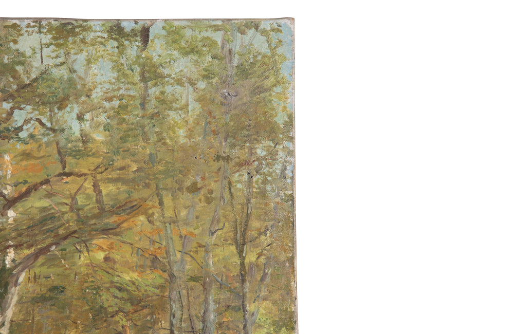 20TH CENTURY FRENCH OIL ON CANVAS PAINTING 'FOREST LANDSCAPE'