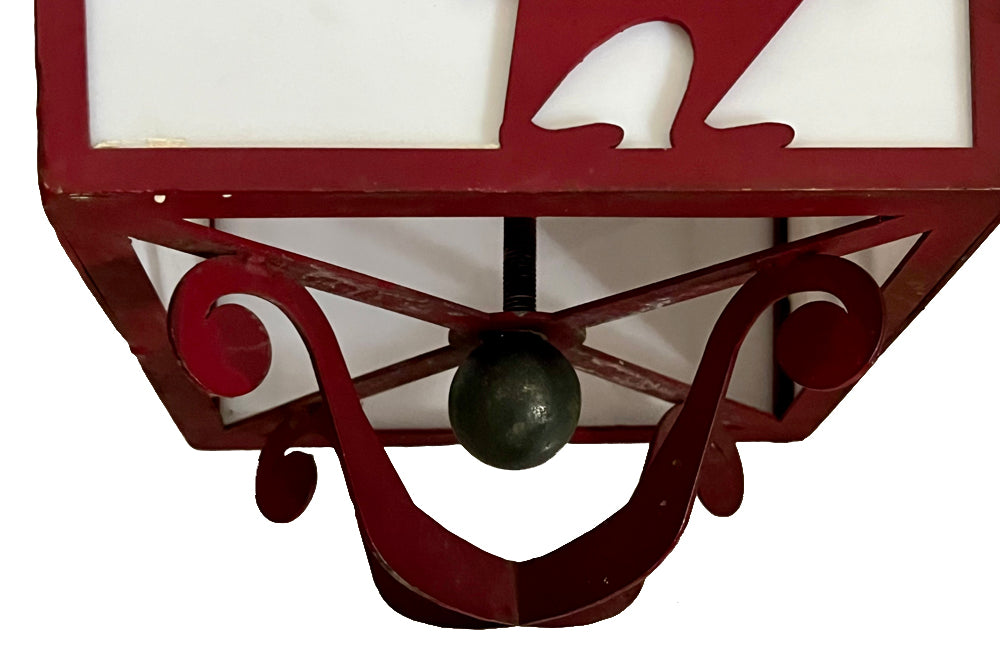 Pair of 20th century iron lanterns from an Italian restaurant.