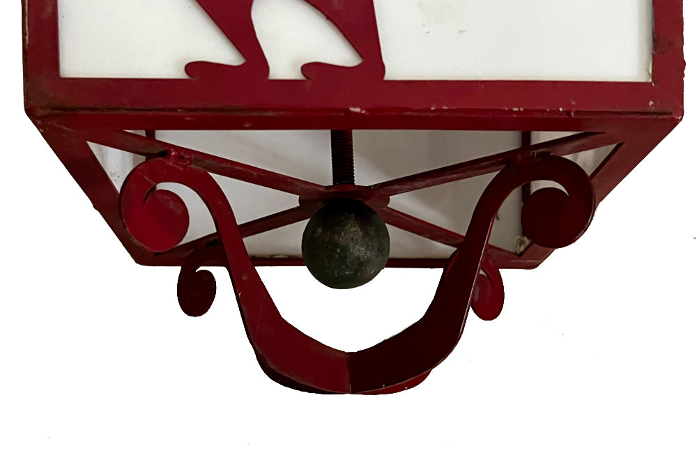 Pair of 20th century iron lanterns from an Italian restaurant.