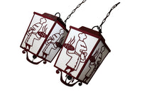 Pair of 20th century iron lanterns from an Italian restaurant.