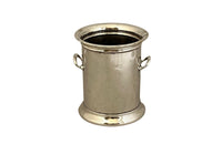 Elegant French silver plate bottle holder with two side handles.