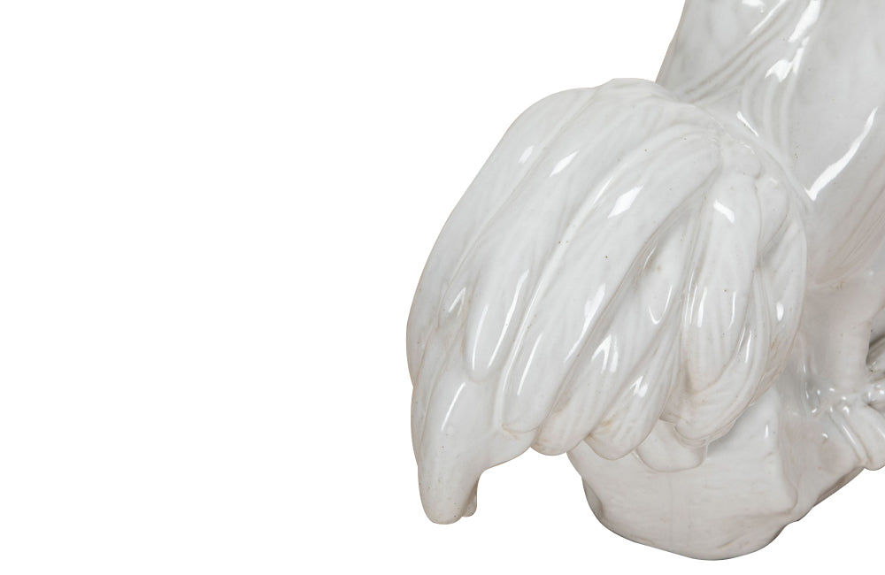 Large mid-20th Century white ceramic rooster