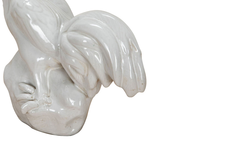 Large mid-20th Century white ceramic rooster