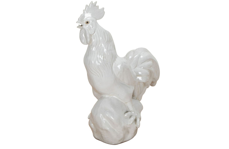 Large mid-20th Century white ceramic rooster