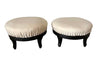 Antique Stools with ebonised feet Napoleon III antique linen upholstered tops