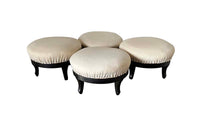 Antique Stools with ebonised feet Napoleon III antique linen upholstered tops