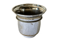 Chic, silverplate champagne bucket with brass banding and rope tassle decoration. Stamped E.P.N.S India. 