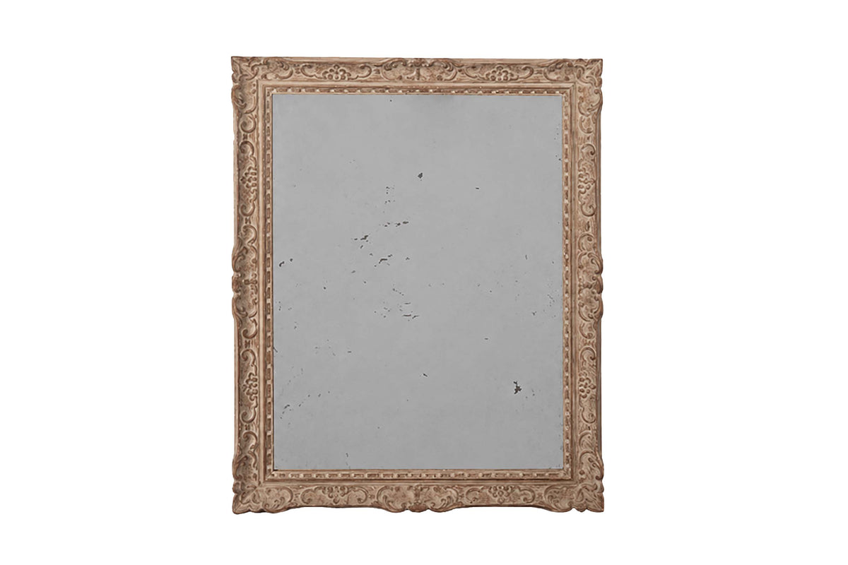 Beautiful, heavy French carved Montparnasse framed mirror with lovely old mirror glass.