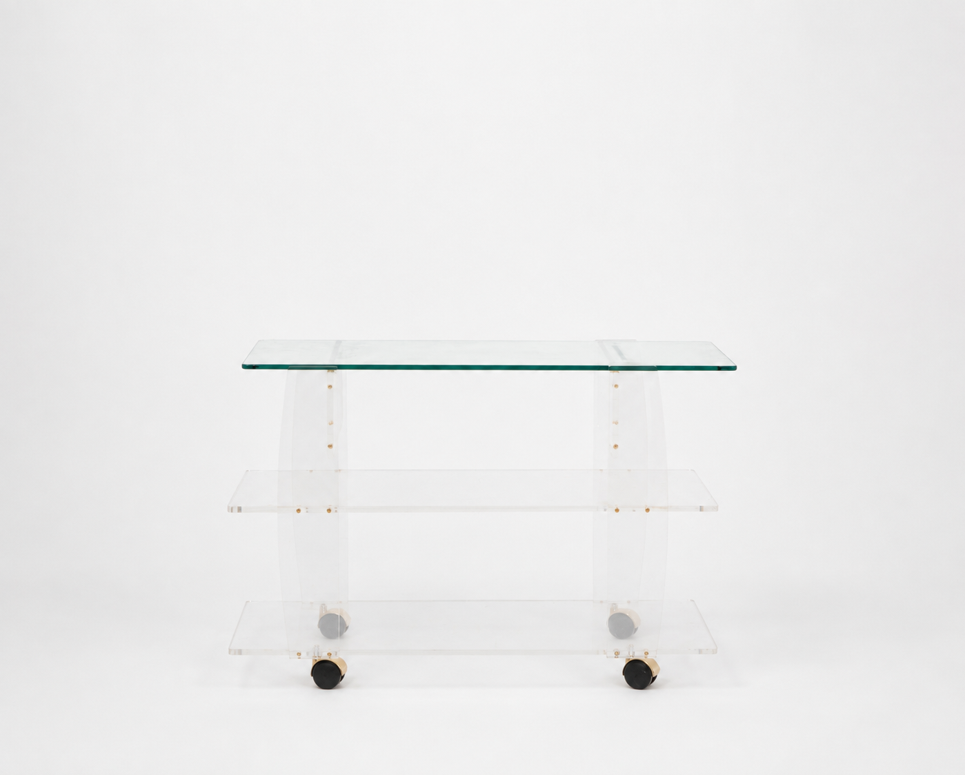 LUCITE & GLASS TROLLEY BY DAVID LANGE