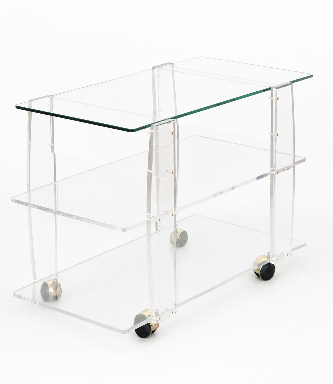 LUCITE & GLASS TROLLEY BY DAVID LANGE