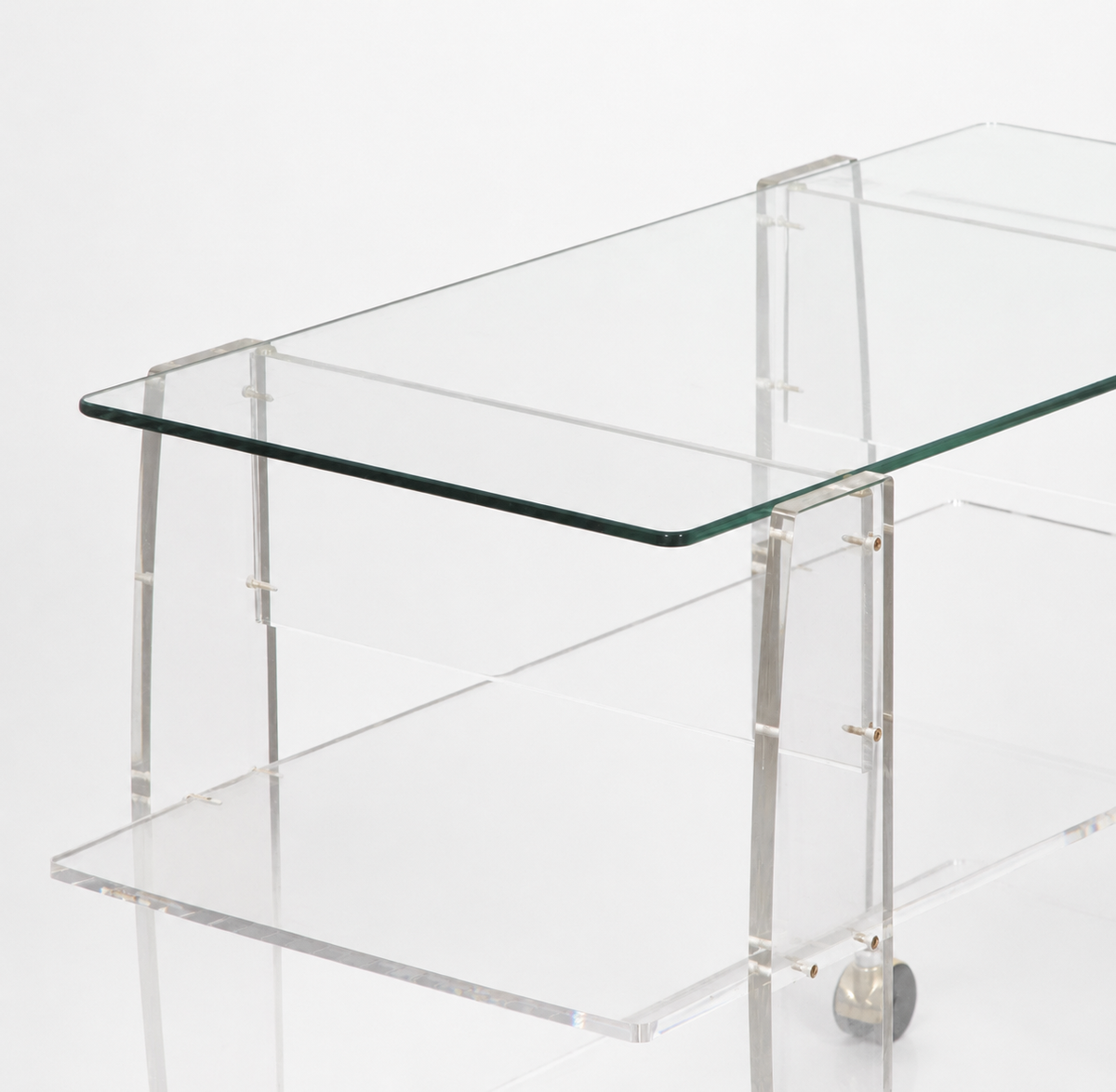 LUCITE & GLASS TROLLEY BY DAVID LANGE