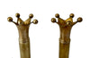 Pair of stylish brass candlesticks with candle holders in the form of crowns circa 1970