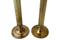 Pair of stylish brass candlesticks with candle holders in the form of crowns circa 1970