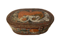 18th century charming, Swedish small painted oval marriage box.