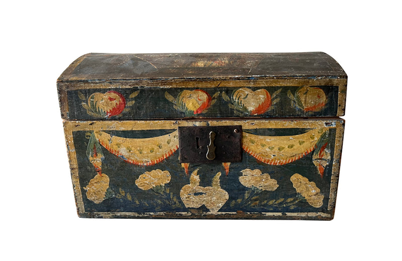 Charming 19th century painted marriage coffer box