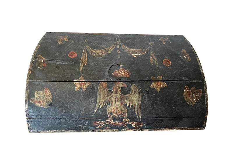 Beautiful early 19th century Normandy painted marriage coffer box