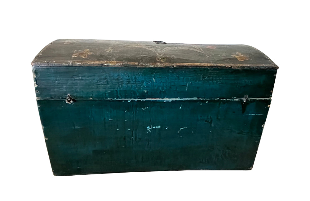 Beautiful early 19th century Normandy painted marriage coffer box